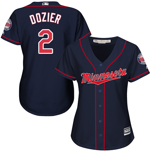 Twins #2 Brian Dozier Navy Blue Alternate Women's Stitched MLB Jersey